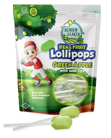 Hinzufügen Hinzugefügt Himmel & Erde grüne Apfelfrucht aromatisiert Lollipops, 8,8 oz