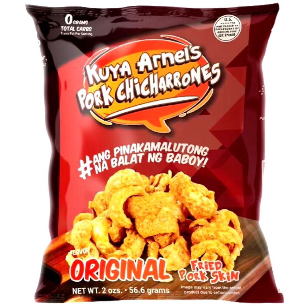 Kuya Arnel’s – Schweinefleisch Chicharrones – Original Geschmack – Gebratene Schweinehaut – 2 OZ
