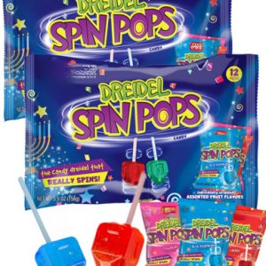 Dreidel Spin Pops, Assorted Fruit Flavors, Spinning Hanukkah Bonbon-Lutscher, einzeln verpackt, koscher Parve, 12 Zähler (Packung von 2)
