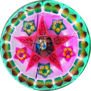 Philippines Christmas Capiz Parol Lantern Star (Tala) Nativity Scene grün/rot/violett- Größe 24
