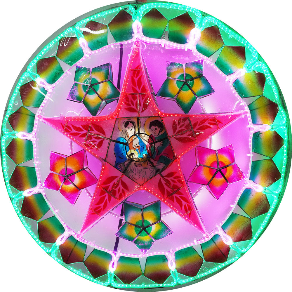 Philippinen Weihnachten Capiz Parol Laterne Stern (Tala) Krippe – grün / rot / lila- Größe 24
