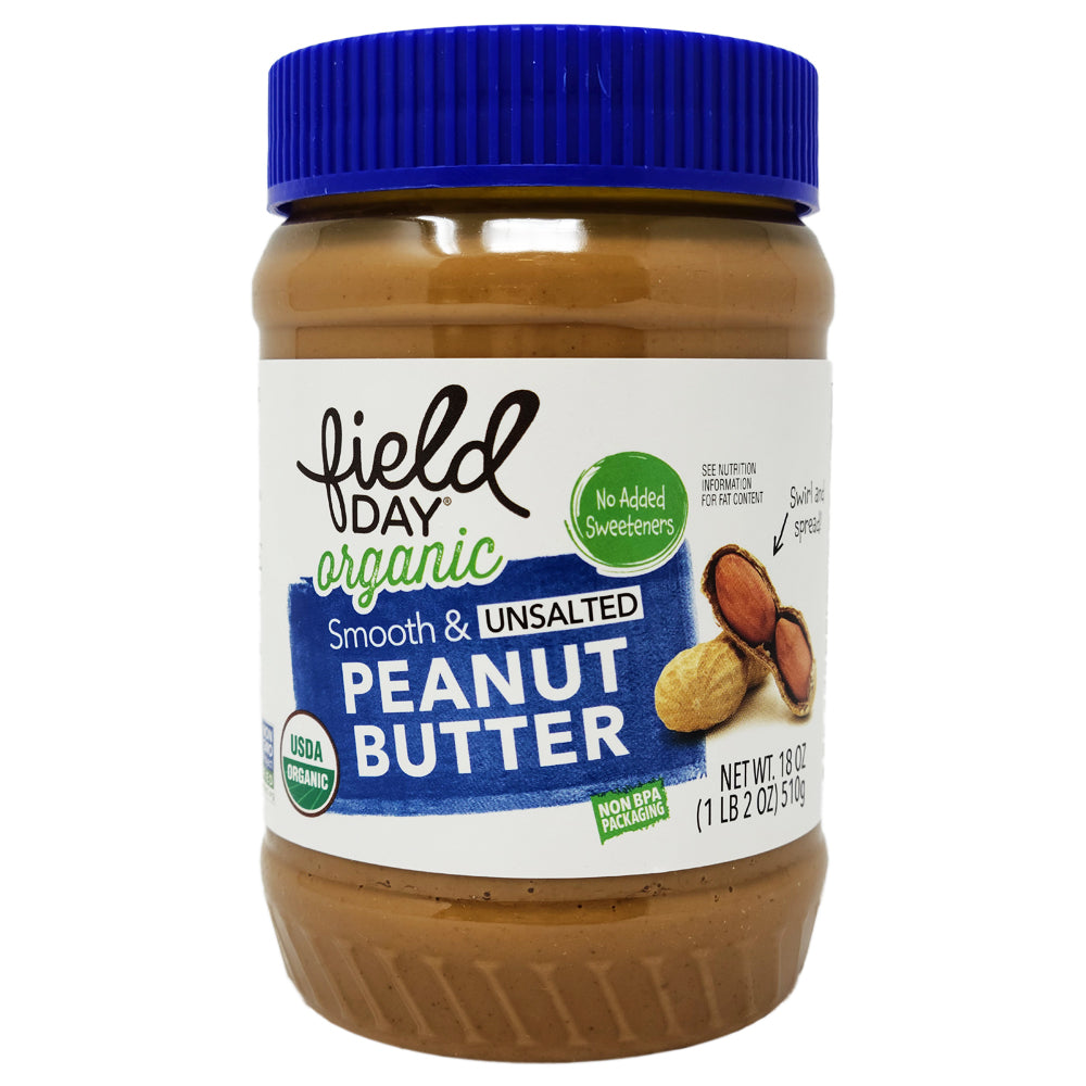 Bio glatte ungesalzene Erdnussbutter – 18 oz