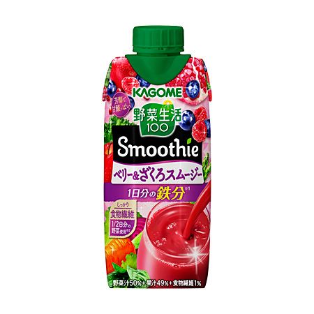 Kagome, Yasai Seikatsu, Smoothie, Berry & Granatapfel, 100% gemischter Saft, 330ml