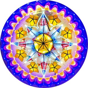 Philippines Christmas Capiz Parol Lantern Star PH Color Design N (Tala) gelb / rot / weiß / blau led zeigen – Größe 24