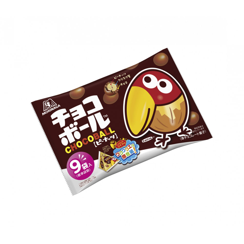 Morinaga, Choco ball Erdnuss, 9 Packungen in 1 Beutel, – 102g