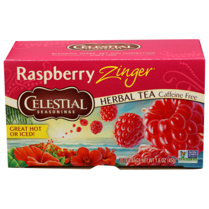 Celestial Seasonings Kräutertee Himbeer Zinger, 20 Beutel – Packung mit