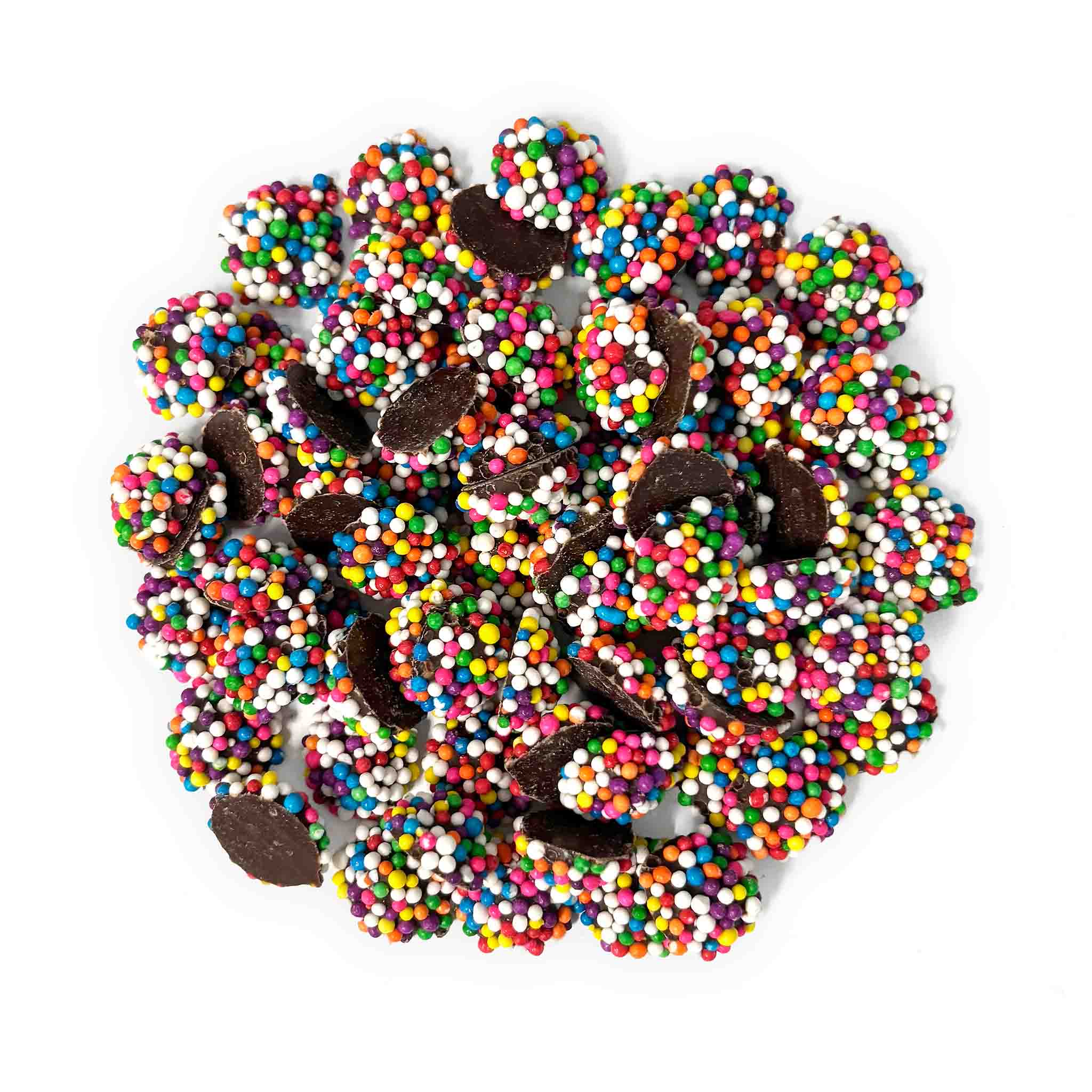 Mini Zartbitterschokolade Nonpareils mit Regenbogensamen