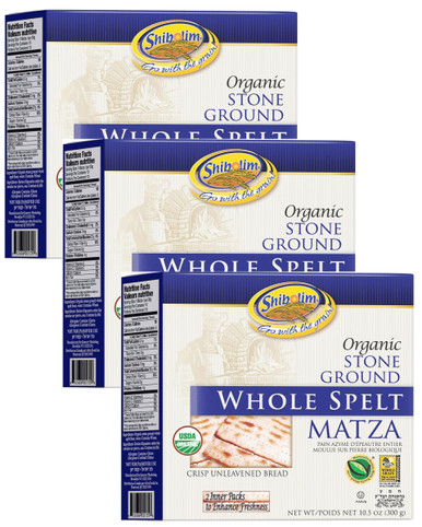 Shibolim Dinkel Matza Cracker, Bio Vollkorn Dinkel, 10,5 oz (Packung mit 3)