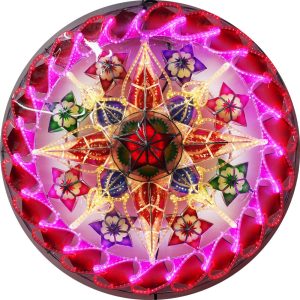 Philippines Christmas Capiz Parol Lantern Star (Tala) weiß/rot/violett- Größe 24