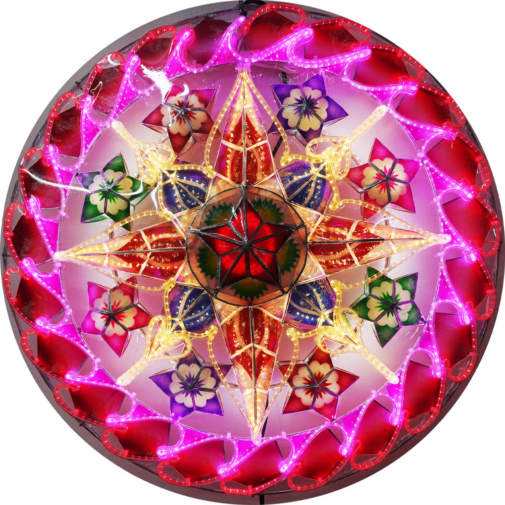 Philippinen Weihnachten Capiz Parol Laterne Stern (Tala) – Weiß/Rot/Lila- Größe 24