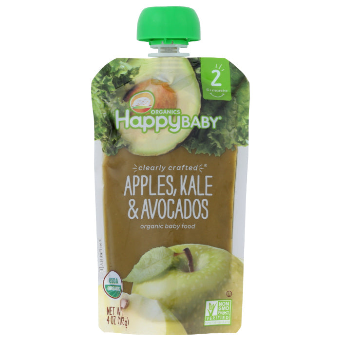 Glückliches Baby S2 Apfelkale Avocado Org 4 Oz – Packung mit 16 Stück