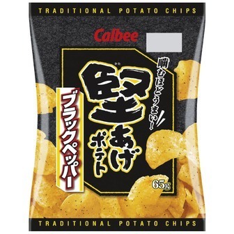 Calbee “Kataage Kartoffel, schwarzer Pfeffer Geschmack”, 65g