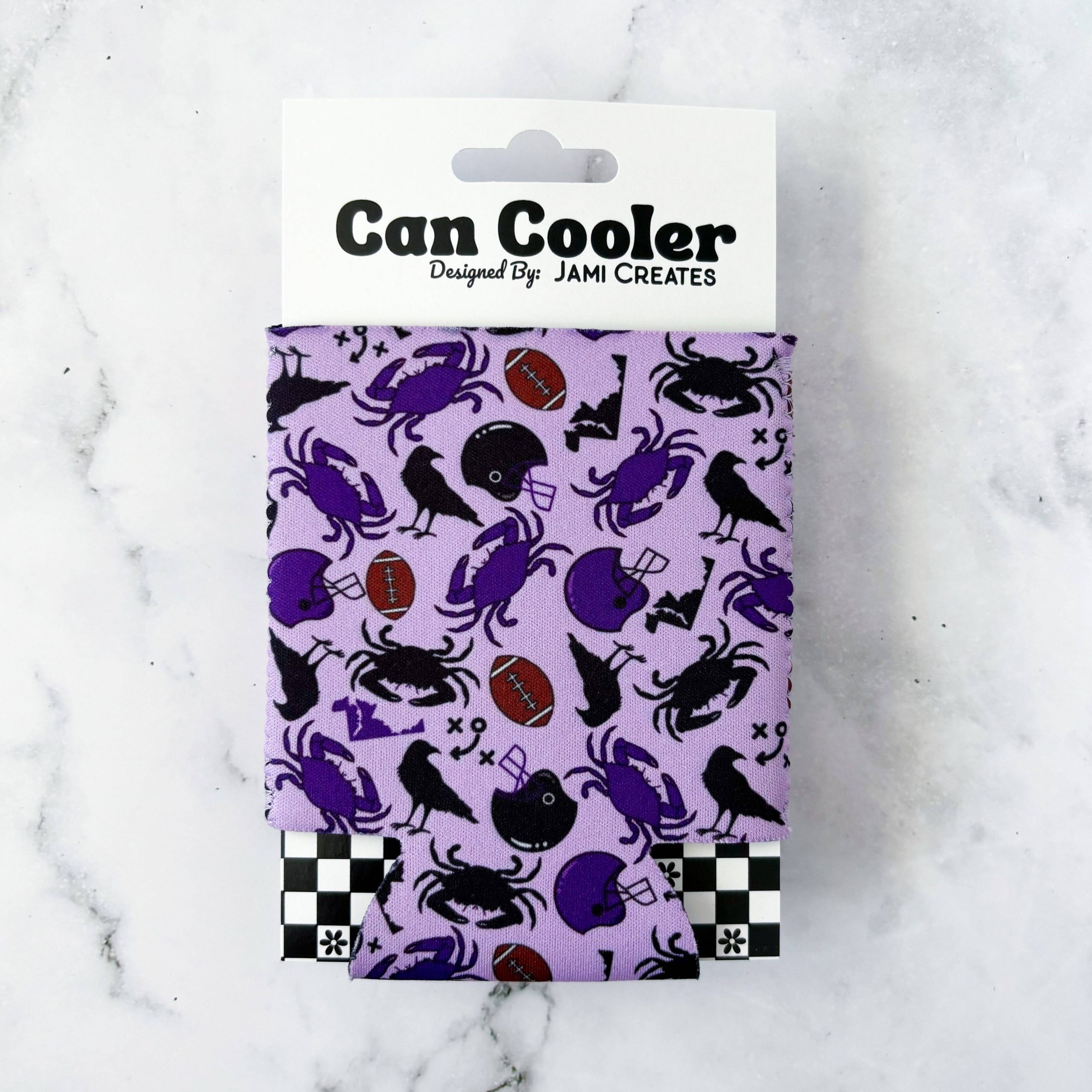 Jami Creates Ravens Fußball gemustert kann cooler Koozie