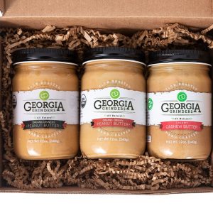 Georgia Grinders Bio Erdnussbutter & Cashewbutter: Trio Geschenkbox – 3 Gläser x 12 Unzen