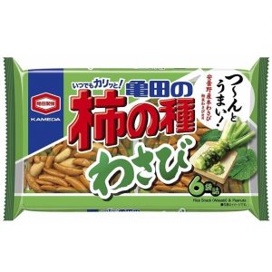 Kameda “Kakinotane, Wasabi Geschmack” würziger Reisknacker mit Erdnüssen, 6 Packungen in 1 Beutel, – 164g