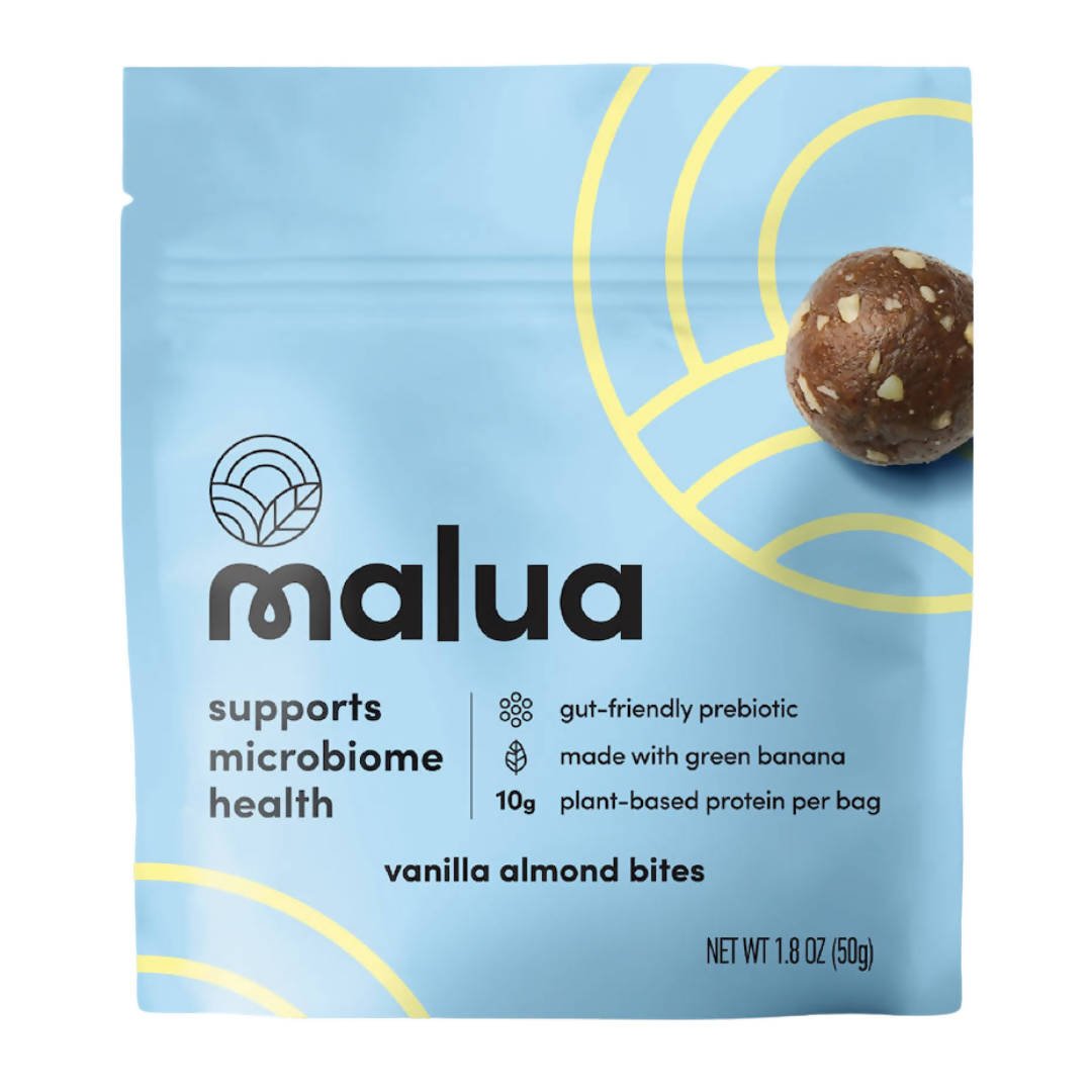 Malua Prebiotic Bio Gut Gesund Vegan Keto freundlich, Low Carb Vanille Mandel Bites – 8 Beutel x 1,8 oz