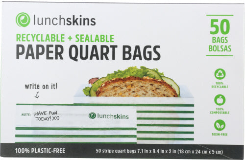 Lunchskins – Paper XL Sandwich Tasche Stripe 50 Stück – Packung mit 12 Stück