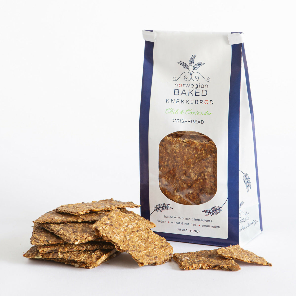 Norwegische gebackene Chili & Koriander Knekkebrød Crackers Tasche – 12 Beutel x 6oz Fall