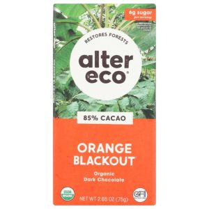 Alter Eco Orange Blackout Zartbitterschokolade Bar, 2,65 Oz – Packung mit 12 Stück