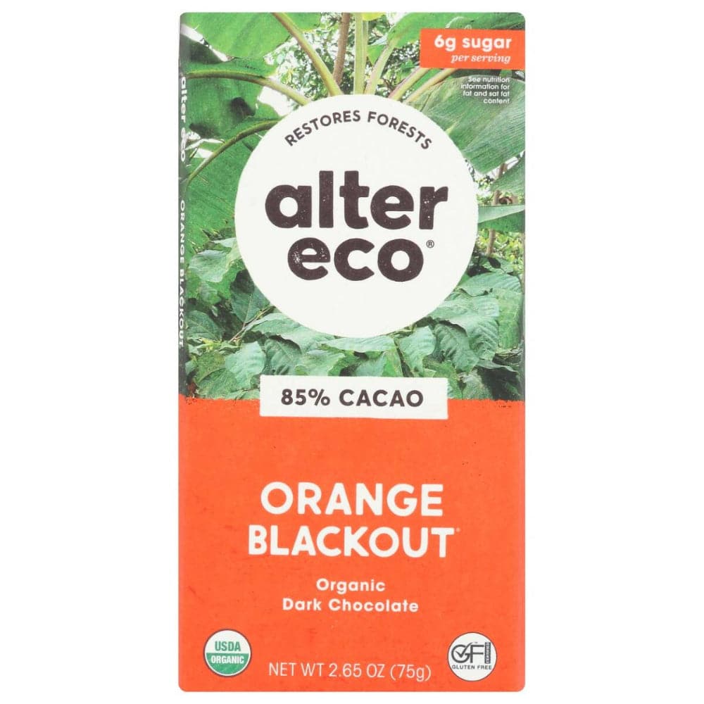 Alter Eco Orange Blackout dunkle Schokolade Bar, 2,65 Unzen – Packung mit 12