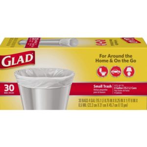 Glad Kleiner weißer Müllsack 4 Gallone, 30 Stück
