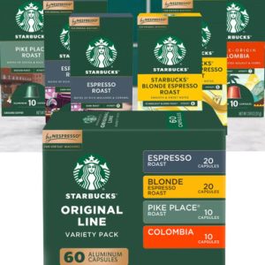 Starbucks by Nespresso Original Line Kaffeekapseln, Varietätspackung, 60 Zähler, kompatibel mit Nespresso Originalmaschinen