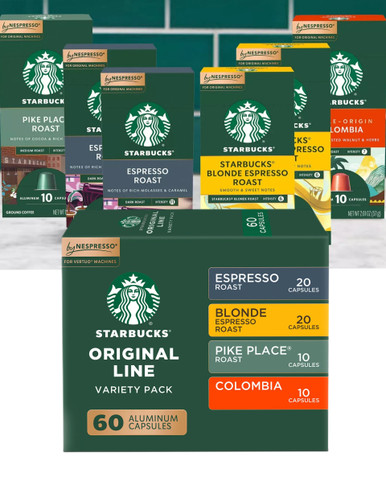 Starbucks Von Nespresso Original Line Kaffeepads, Sortiment Packung, 60 Stück, kompatibel mit Nespresso Original Maschinen