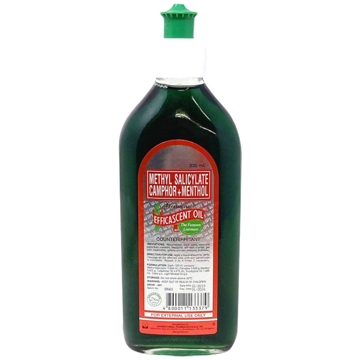Effizientes Öl – Methylsalicylsäure Campher + Menthol – Gegenreizmittel – 235 ML