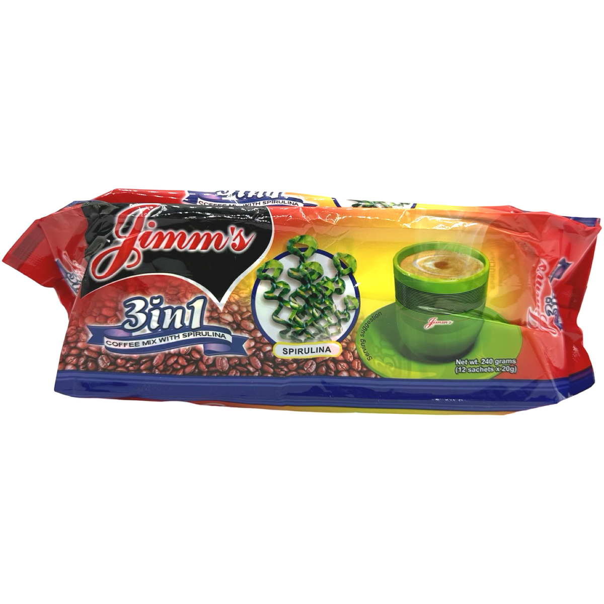 Jimm’s – 3in1 – Kaffeemischung mit Spirulina – 12 Beutel – 240 G