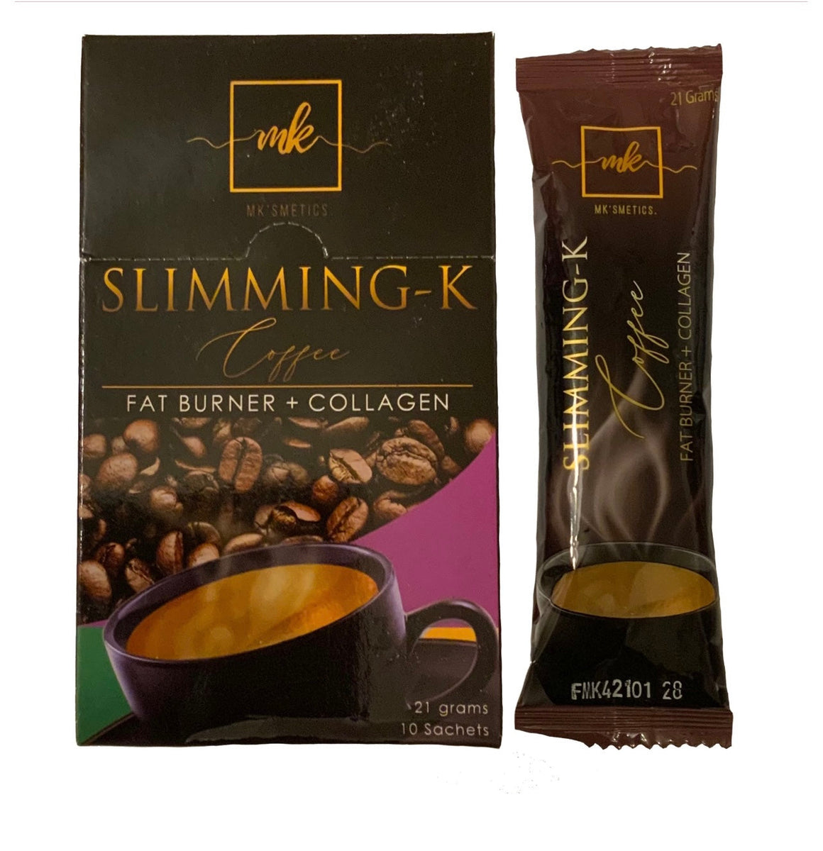 MK'SMETICS – Abnehmen K – Kaffee Fat Burner + Kollagen – 10 Sachets – 210 G