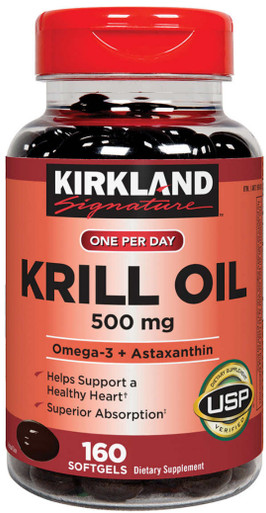 Kirkland Signature Krillöl 500 mg., 160 Kapseln