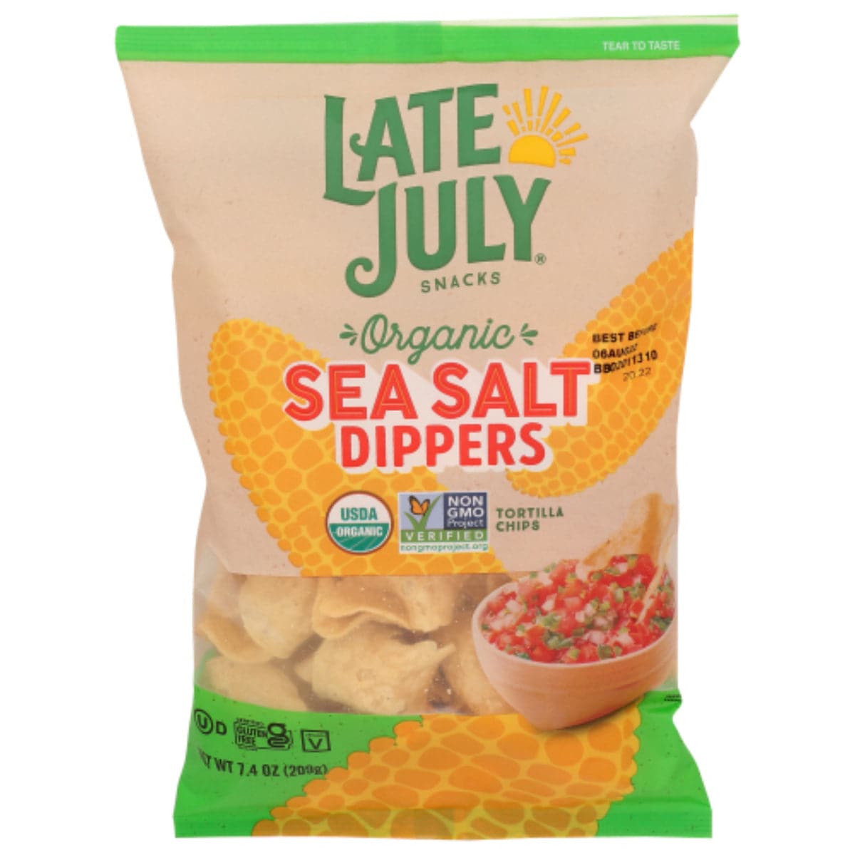 Ende Juli – Tortilla Chips Dipper Meersalz, 7,4 Oz – Packung mit 9 Stück