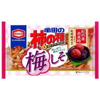 Kameda “Kakinotane, Ume Geschmack” Würziger Reiscracker mit Erdnüssen, 6 Packungen in 1 Beutel