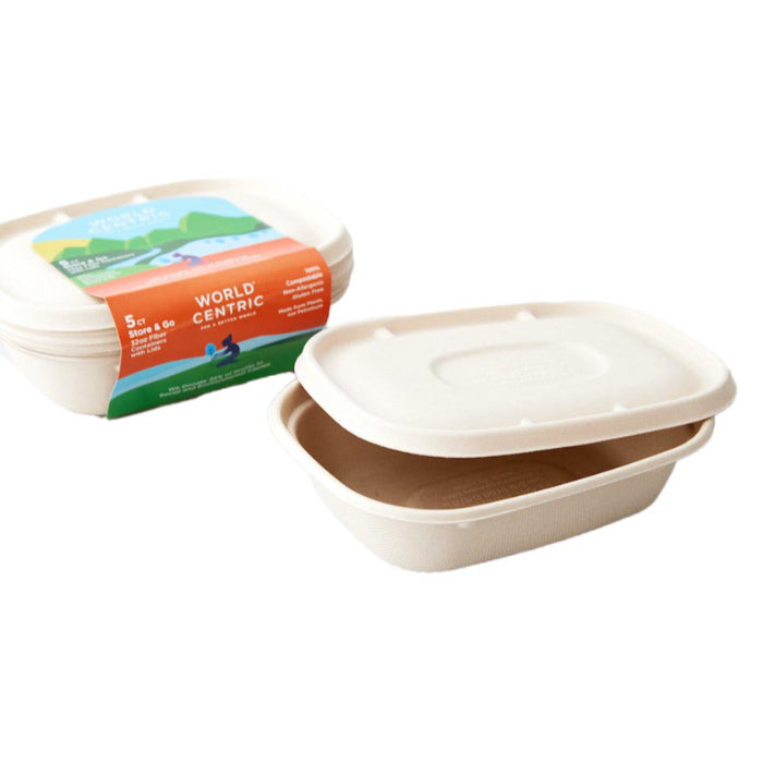 World Centric kompostierbare Behälter mit Deckel 32oz 5 Ct – Packung mit 12