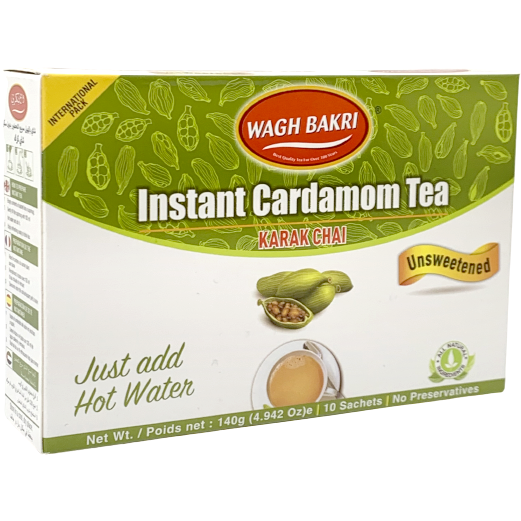 Wagh Bakri Instant Cardamom Chai Tee ungesüßt – 10 Beutel
