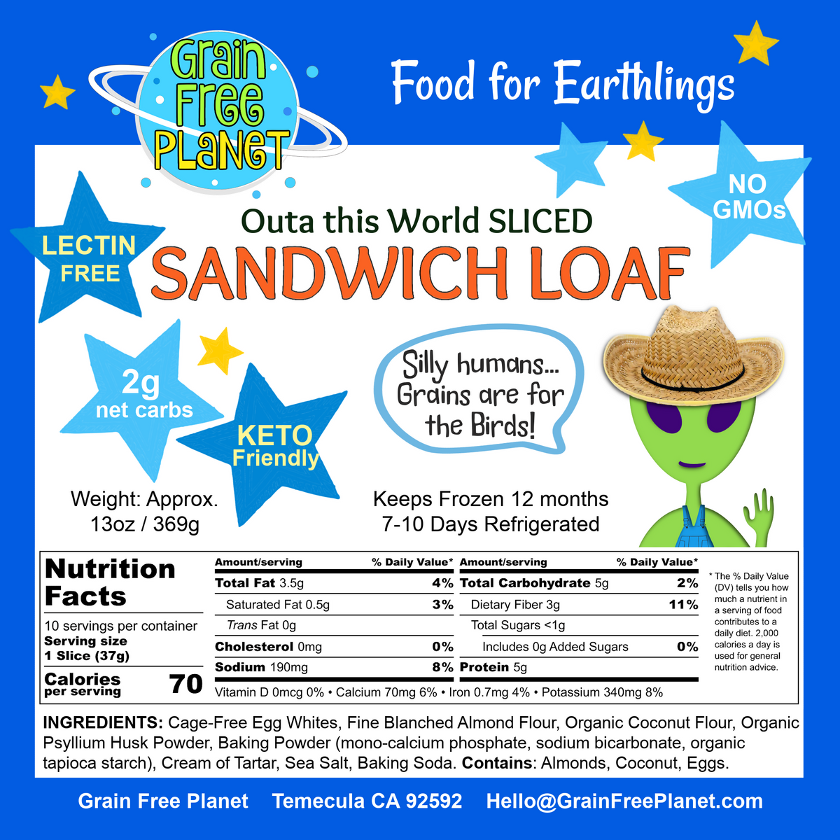 Getreidefreier Planet Keto geschnitten Sandwich Loaf Case
