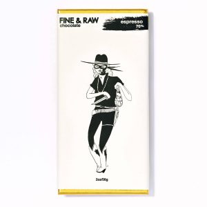 Fine and Rohe dunkle Schokolade & Espressobohnen Bar (70% Kakao / Kakao), Bio – 10 bar x Gehäuse – 2oz