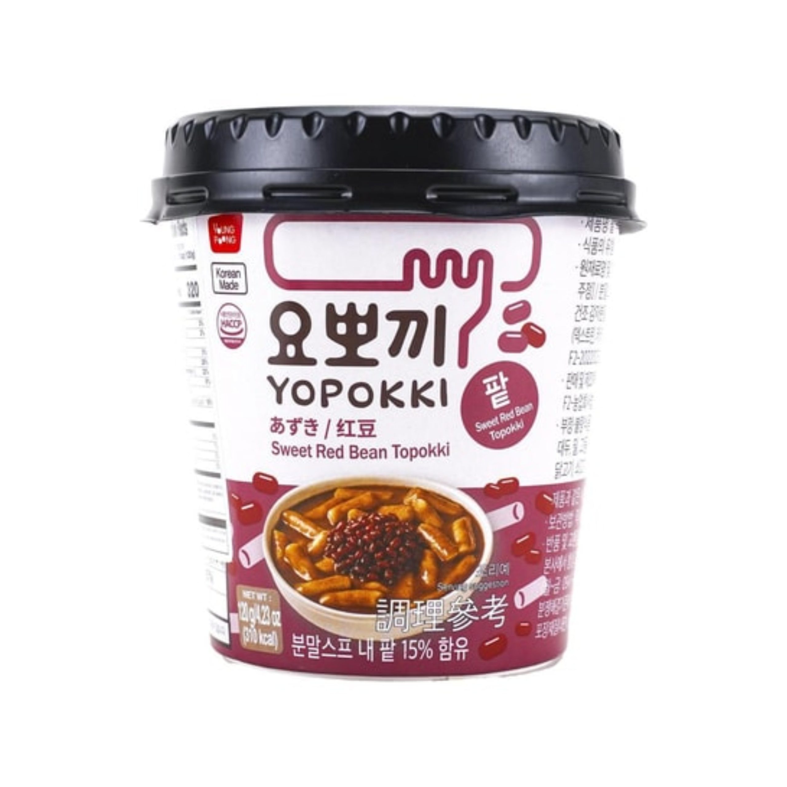 Yopokki süße rote Bohnen Topokki Reis Kuchen Tasse (Korea)