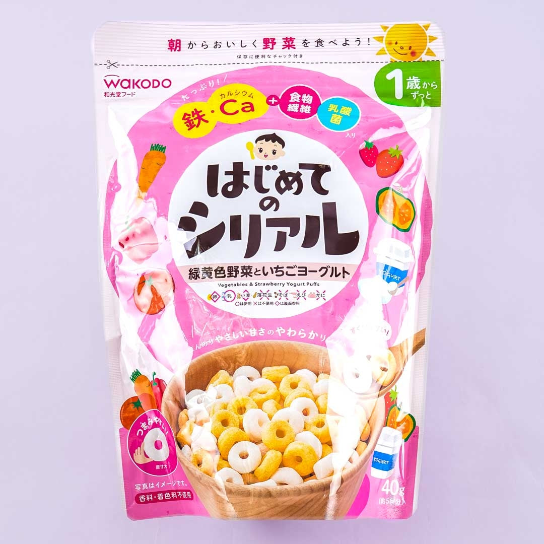 Wakodo First Cereal Baby Puffs – Gemüse und Erdbeerjoghurt