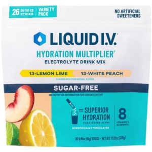 Liquid Iv Zuckerfreie Zitronenkalk, weißer Pfirsich, Elektrolyte Hydratation Multiplikator, 26 Zählung