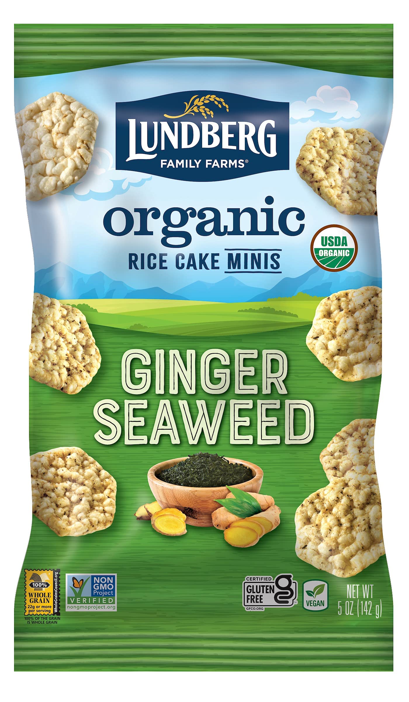 Lundberg – Bio Mini Ingwer Reis Kuchen, 5 Oz – Packung mit 6 Stück