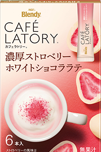 Ajinomoto , Cafe Latory, Erdbeere weiße Schokolade Latte, 6 Sticks in 1 Schachtel