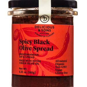 Delicious & Sons Spread würzige schwarze Olive, 6,35 Unzen Packung mit 6