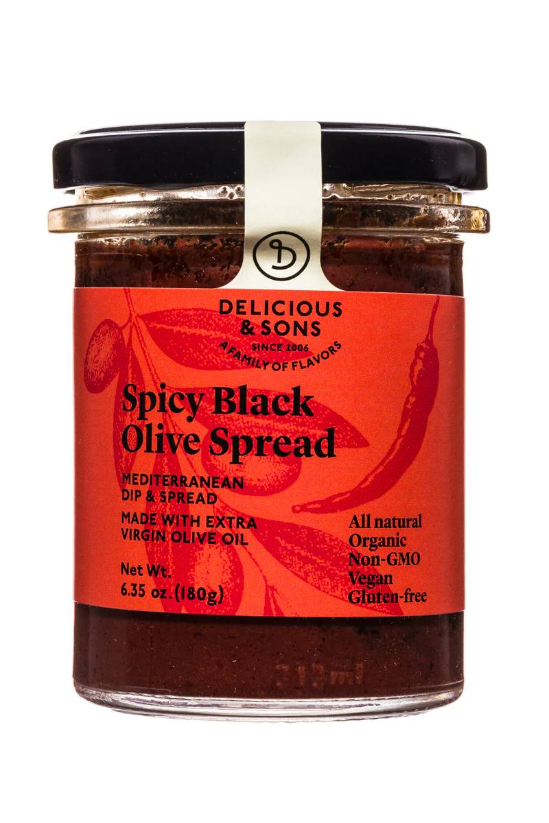 Delicious & Sons Spread scharf Schwarz Oliv, 6,35 Oz – Packung mit 6 Stück