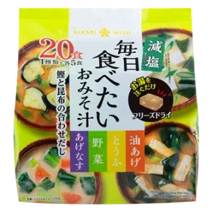 Hikarimiso, Mainichi Tabetai Omisoshiru, Instant Miso Suppe, leichtes Salz, 15 Tassen