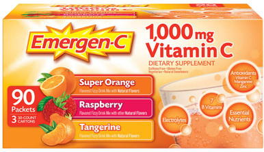 Emergen-C Vitamin C 1.000 mg. Sortiment Packung Drink Mischung, 90 Packungen