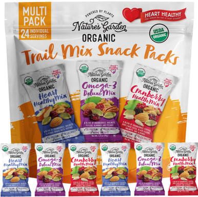 Nature's Garden Bio Trail Mischung Sortiment Packung, Herz gesunde Snacks, 24 Einzelpackungen