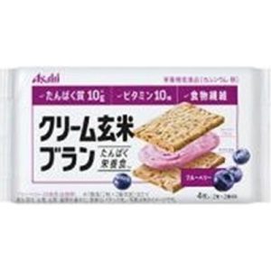 Asahi, Cremekleie, Weizenkleie & Brawn Reis Sandwiches mit Sahne, Heidelbeere – süß und sauer Geschmack, in 1 Beutel. – 2pcs / 72g