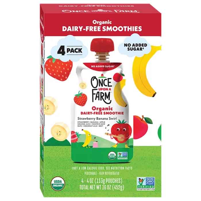 Once Upon A Farm – Smoothie 4ct, 16oz – Mehrere Geschmacksrichtungen – Packung mit 6