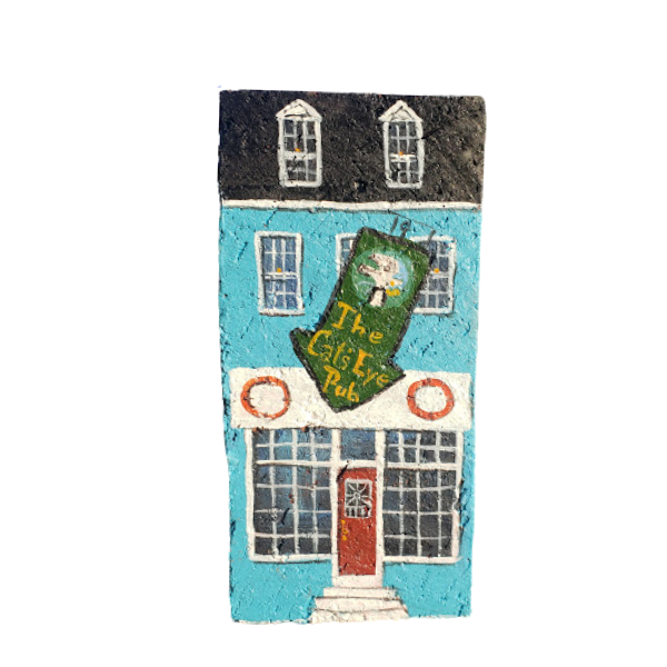 Linda Amtmann Handgemalter Ziegelstein – Cat's Eye Pub